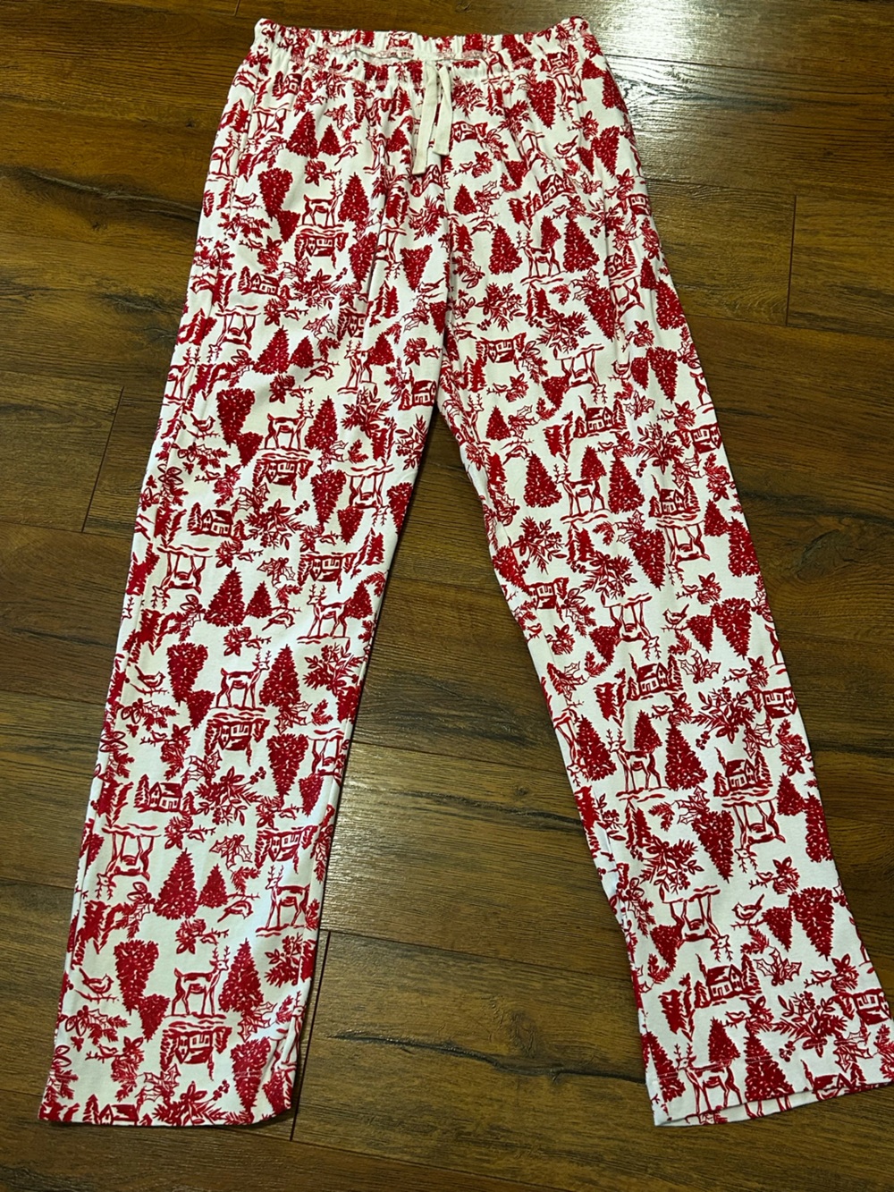 Burts Bees Baby Women’s Large Red White Vintage Christmas Holiday Pajama Bottoms